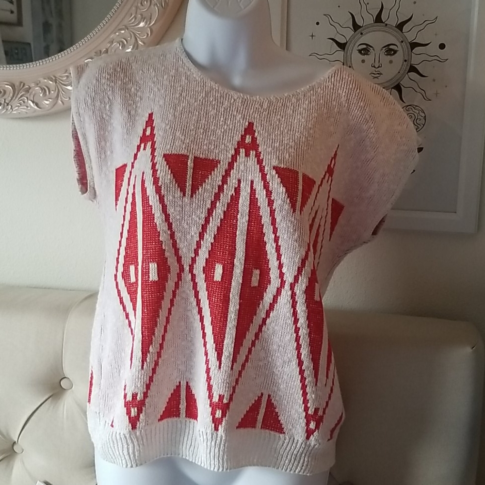 ❤️ Gorgeous Geometric Print 100% Cotton Sweater S